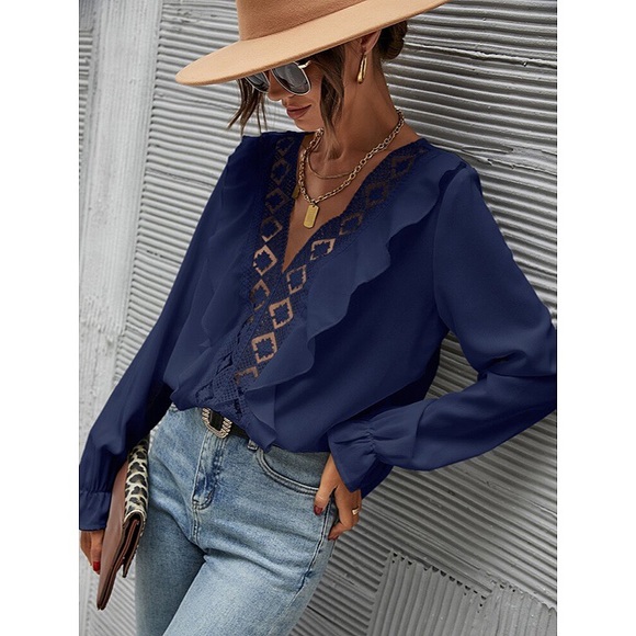 🌟 BOHO WHITE GOLD BLACK HEART RUFFLE BLOUSE! - Picture 8 of 16